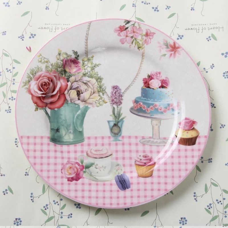 Европейская сельская костяная китайская посуда и тарелки фарфоровая десертная