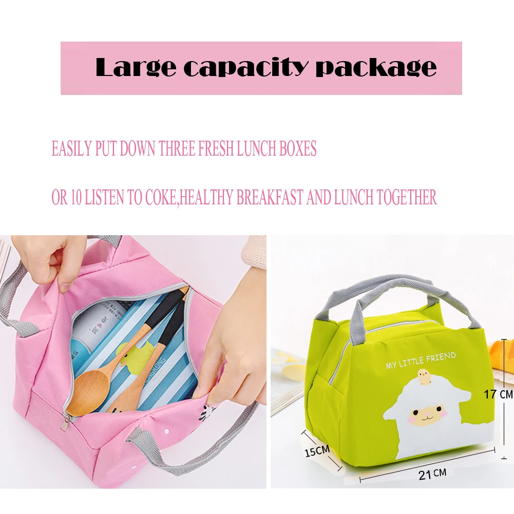 Portable Insulated Lunch Bags Cute Animals Picnic Canvas Thermal Food Tote Cool bag School Fox Sheep Cat Gift Adult Kids | Дом и сад