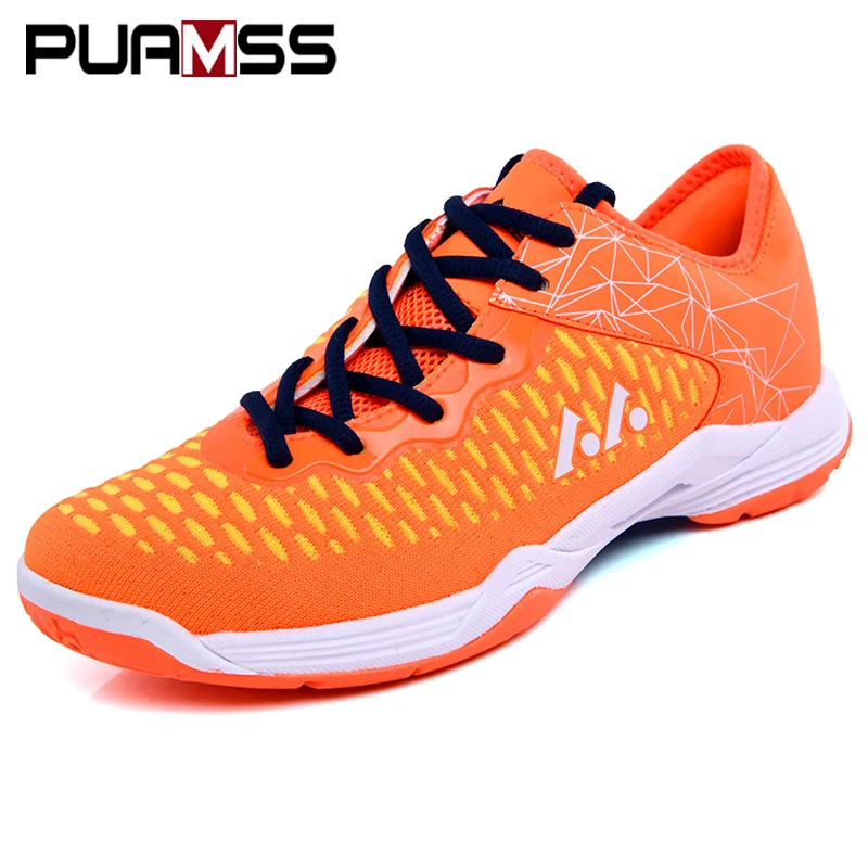 Orange Badminton Shoes Breathable Mesh Sneakers New Men Women Badminton Training Shoes Outdoor Sports Badminton Shoes - Цвет: Orange