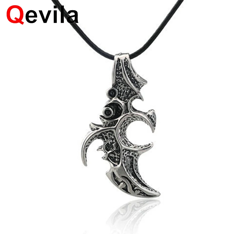 Qevila модные нео готические летучая мышь мужские ожерелья Винтаж Панк титановый