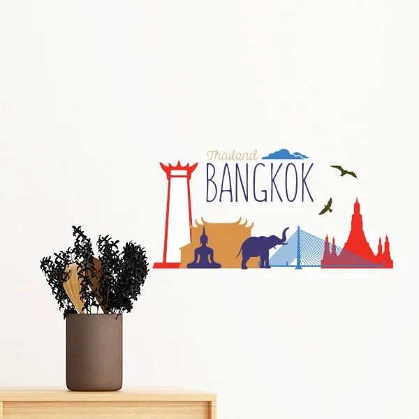 Тайское Королевство Тайланд Будда храм Бангкок слон наклейка на стену