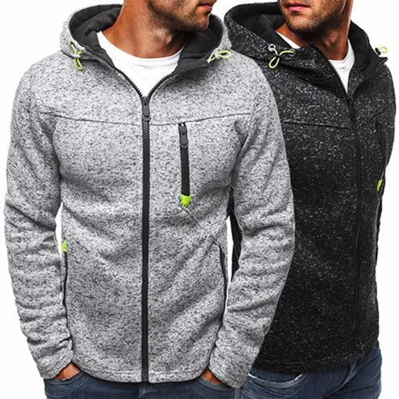 Men Cotton Hoodie Sweatshirts Solid Slim Zipper Hooded Cardigan Coat Male Joggers Warm Windproof Clothing Casual Hot Sale | Мужская
