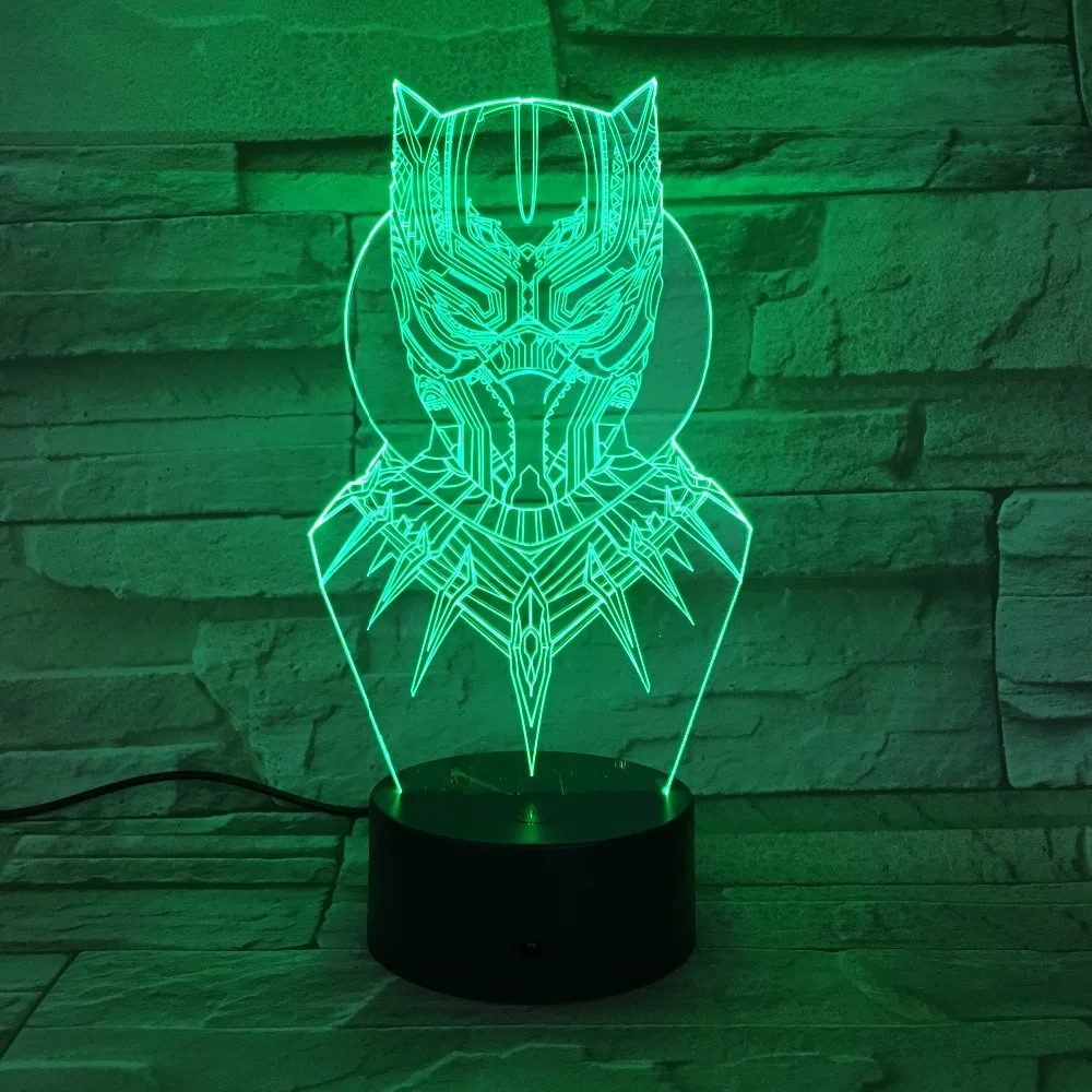 3D LED черный пантера ночной Светильник USB сенсорный светящийся супер герой Тор