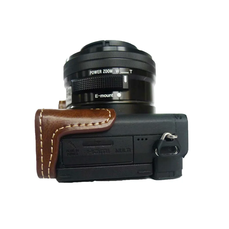 PU Leather case Camera Bag half body cover For SONY A6400 A6600 portable shell With Battery Opening | Электроника