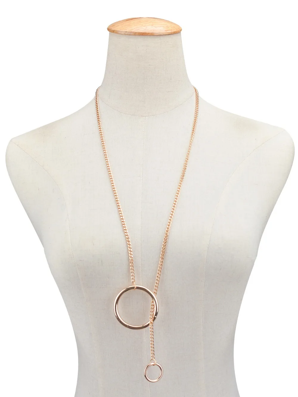 Винтаж Длинные Золотые Коренастый Цепи Ожерелье Женщины Позолоченные Длинная