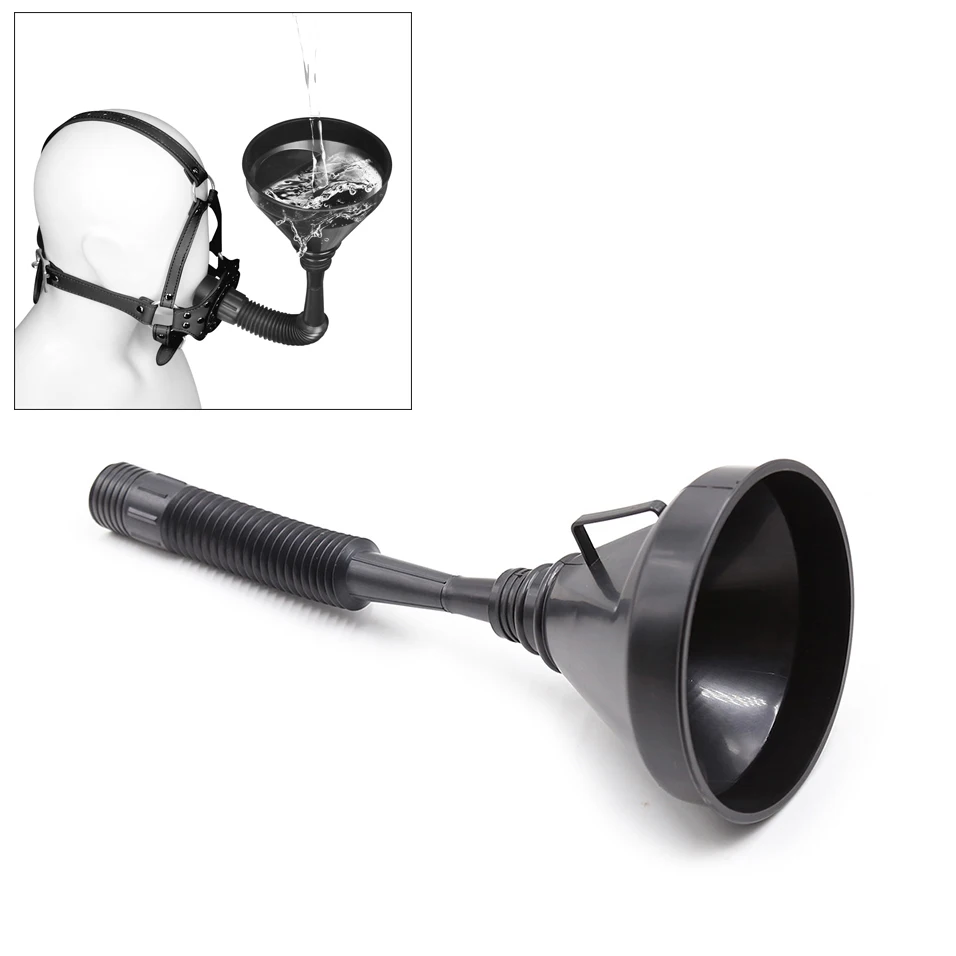 CamaTech БДСМ Туалет Воронка открытый рот кляп маска капюшон из искусственной кожи