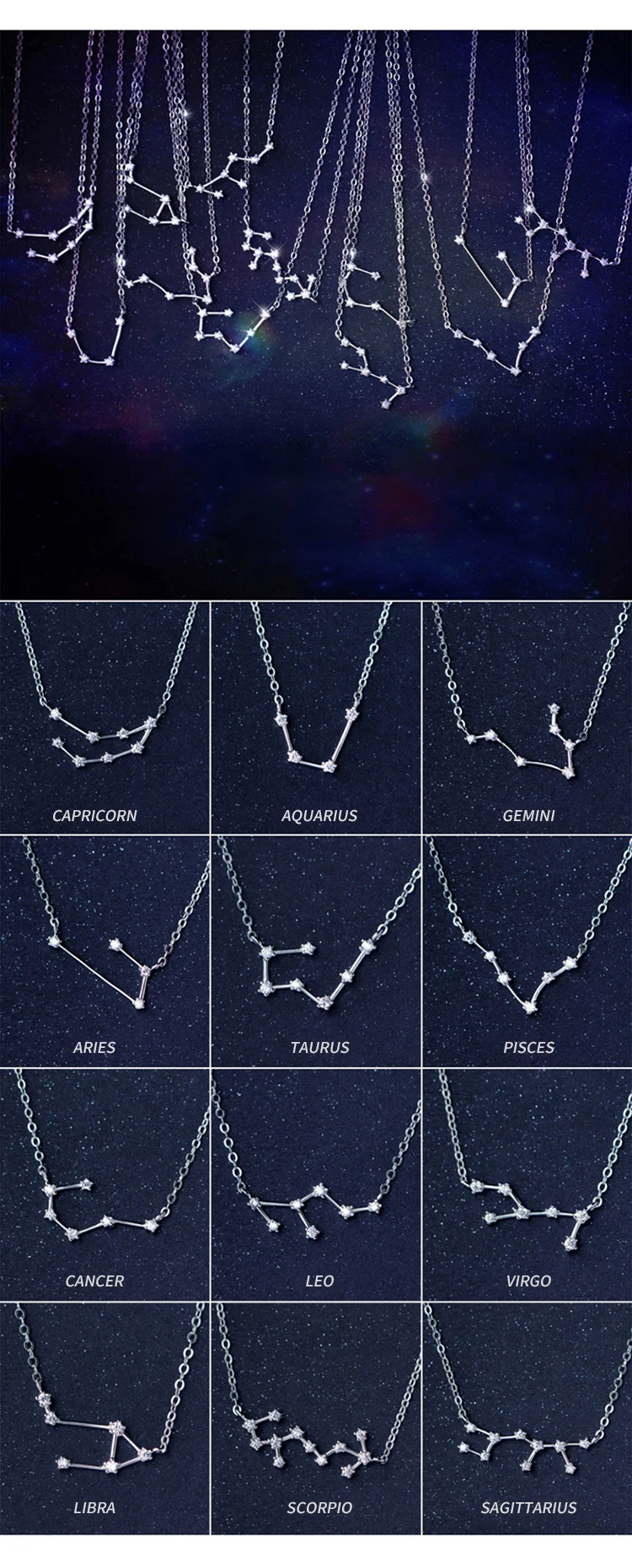 Modian Настоящее серебро 925 проба 12 созвездий Aries Gemini Capricorn модное хрустальное ожерелье Подвеска для женщин ювелирные изделия