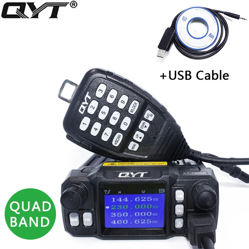 QYT мини мобильное радио KT7900D четыре диапазона режима ожидания 136 174 МГц/220 260 МГц/350