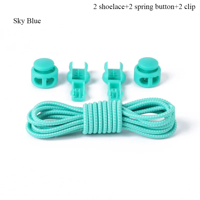 Sky Blue Шнурки без завязок, растягивающиеся шнурки, фиксирующий башмак, эластичные шнурки для кроссовок, детские шнурки, шнурки для бега/триатлона - Цвет: Sky Blue