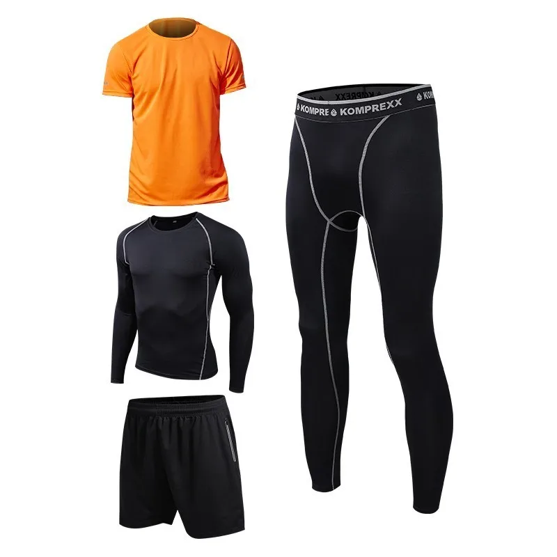 Men sportswear-O4 Мужская спортивная одежда, черный, серый, белый спортивный костюм, Мужская эластичная одежда для тренировки в спортзале, дышащая тренировка бега трусцой комплект для бега - Цвет: Men sportswear-O4