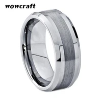 tungsten carbide engagement ring for men women high polished matte brushed surface wedding band with bevel edges