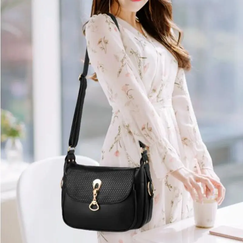 

Soft PU Leather Shoulder Crossbody Bags Purse For Women Messenger Bag Lady Small Handbags Mother Half Moon Bags High Capacity