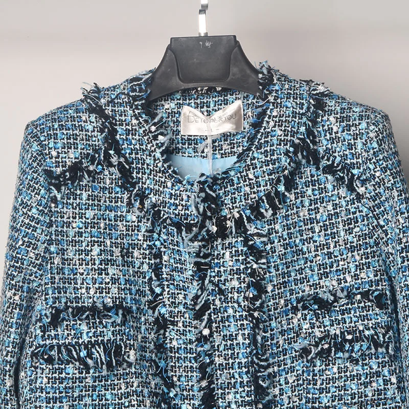 Осенняя женская новая модная брендовая Клетчатая Шерстяная Куртка маленькая