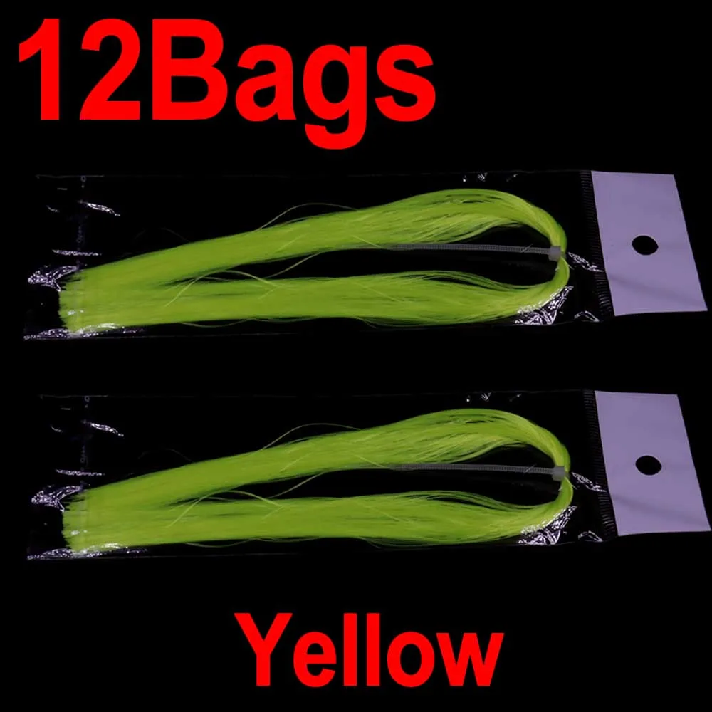 12bags Yellow Wifreo 12 сумка для завязывания мушек люминесцентный гольян волокно EP светящийся материал для рыбалки джиг крючок приманки для изготовления УФ светящейся форели морская установка - Цвет: 12bags Yellow