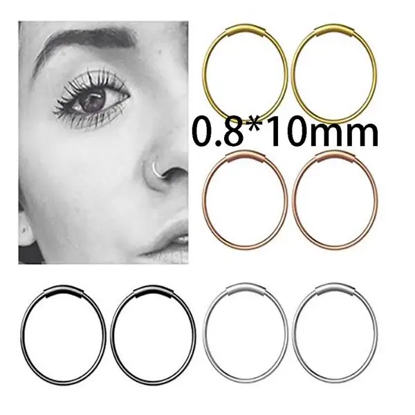 0.8-10mm TIANCIFBYJS из нержавеющей стали 20 г хрящевой обруч серьги на Козелок для женщин мужчин нос кольцо спираль перегородка кликер пирсинг ювелирные изделия для тела 1 шт - Окраска металла: 0.8-10mm