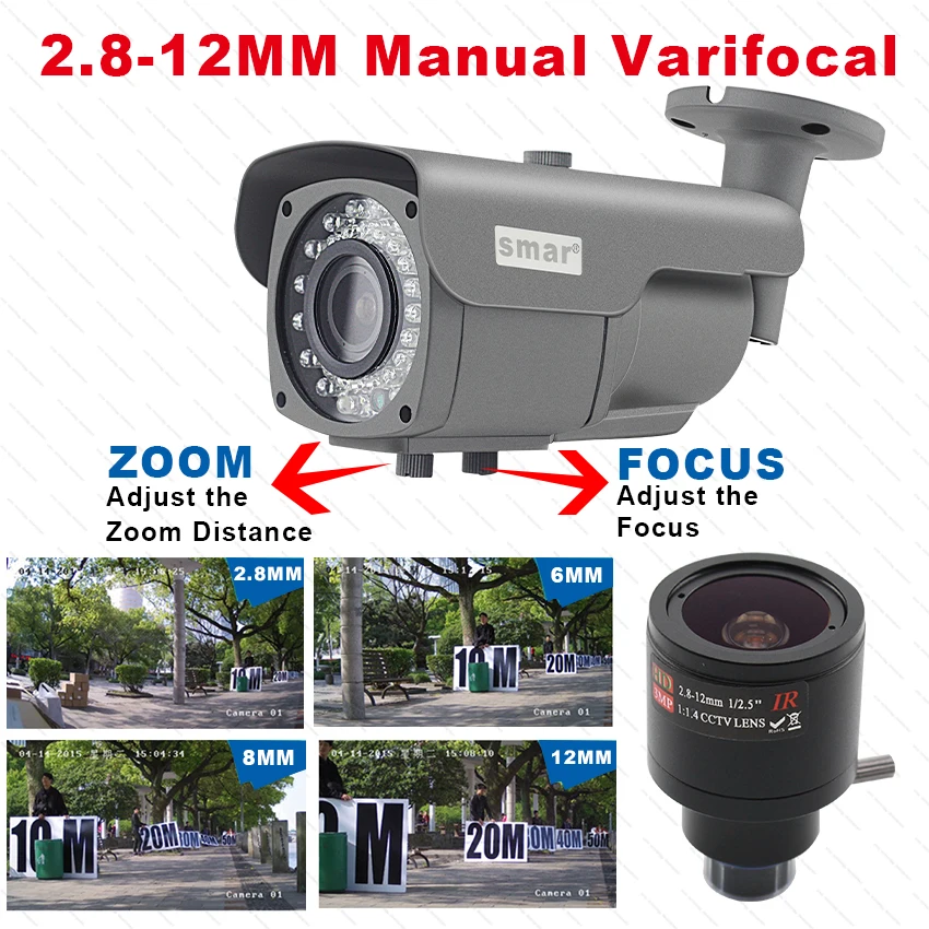 Smar H.265 фокус 2 8-12 мм объектив ip-камера 2MP 4MP пуля камера Onvif P2P с ИК-фильтром