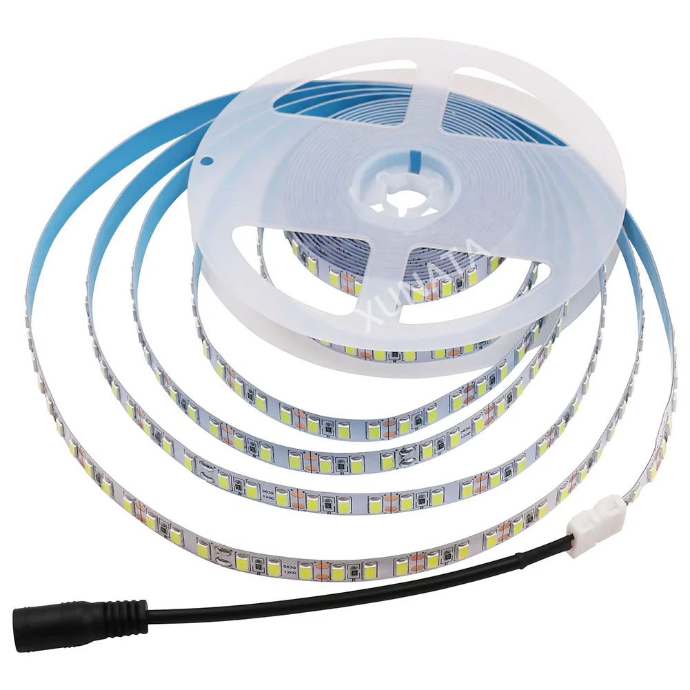 Светодиодный светильник 12 В SMD 5730 1 м 2 м 3 м 4 м 5 м 120 светодиодный s/M+ DC разъем для потолочной стойки светильник для шкафа не водонепроницаемый холодный белый