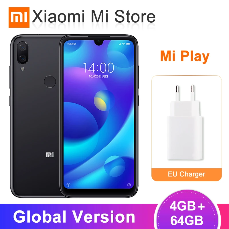 Глобальная версия Xiaomi Mi Play 4 ГБ ОЗУ 64 Гб ПЗУ MTK Helio P35 Восьмиядерный мобильный