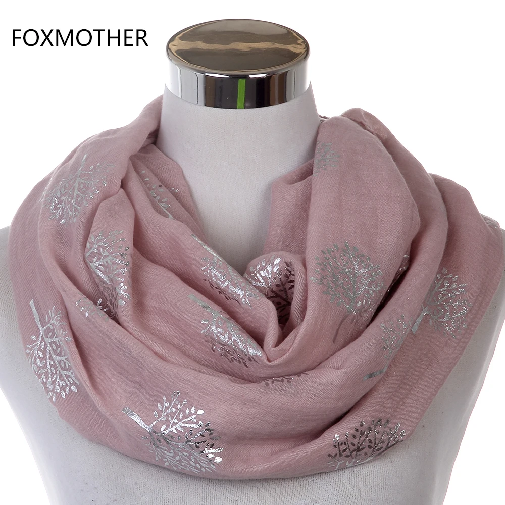 Фото Женский шарф-дерево тутового дерева FOXMOTHER, новый модный, белый, серый, цвет металлик №3