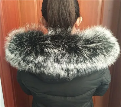 Черный Женские зимние шарфы из натурального меха енота, модные шарфы из меха енота, шарфы, большие размеры, шаль - Цвет: Черный