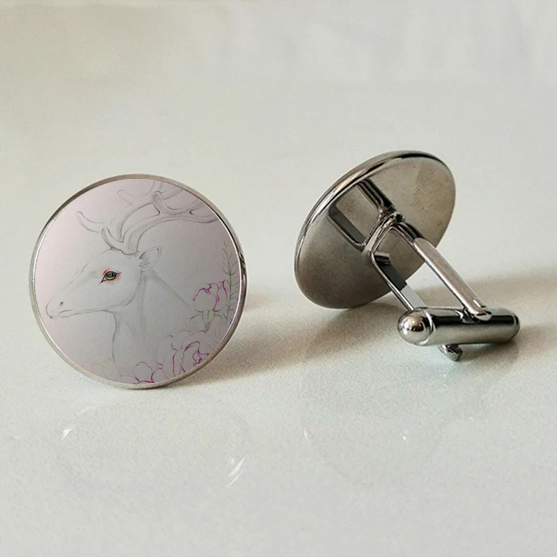 Watercolor art high quality glass cufflinks men's shirt jewelry watercolor convex round for gifts | Украшения и аксессуары