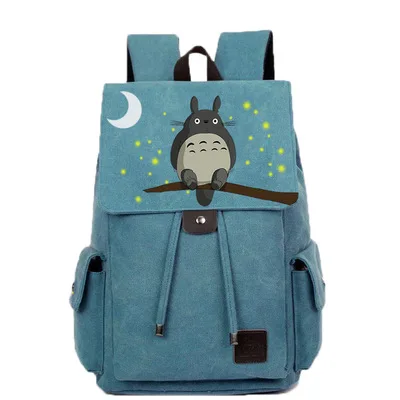 Аниме Tonari no Totoro, школьная сумка для косплея, сумка на плечо в духе колледжа, мужской и женский рюкзак, граффити, Холщовая Сумка - Цвет: Небесно-голубой