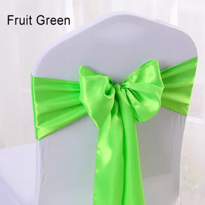 Fruit Green 100 шт. атласные ленты для стульев, свадебные атласные ленты для галстука-бабочки, вечерние ленты для свадьбы, отеля, банкета, украшения стульев - Цвет: Fruit Green