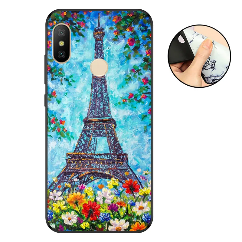 HTT Для Mi A2 задняя крышка для Xiaomi MiA2 Lite чехол силиконовый мягкий черный для Xiaomi Mi A2 A 2 Lite ТПУ Матовый чехол милый чехол с цветами - Цвет: HTT