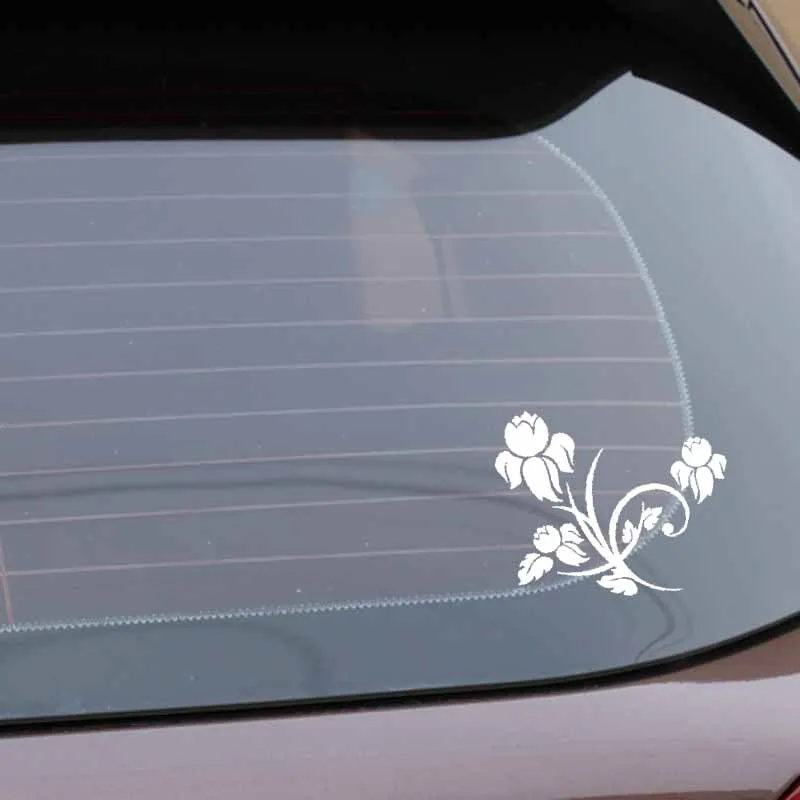 

YJZT 16.6CM*13.3CM Creative Design Car Sticker Vinyl Decal In Early Flower Puberty Of Black/Silver C23-0423