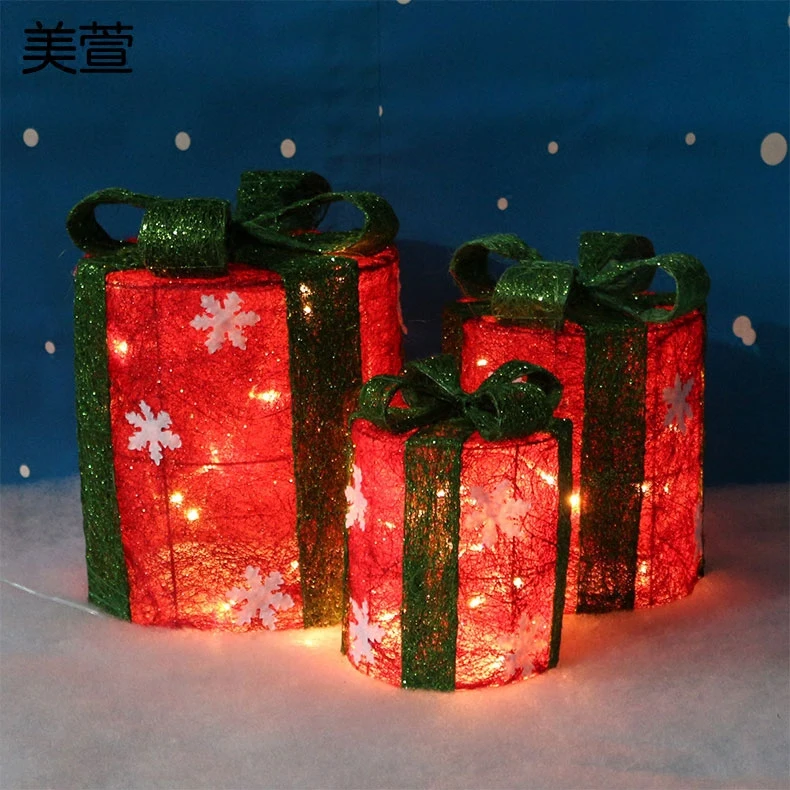 Снежинка Рождественские украшения конопли подарок круглый LED подарочной коробке