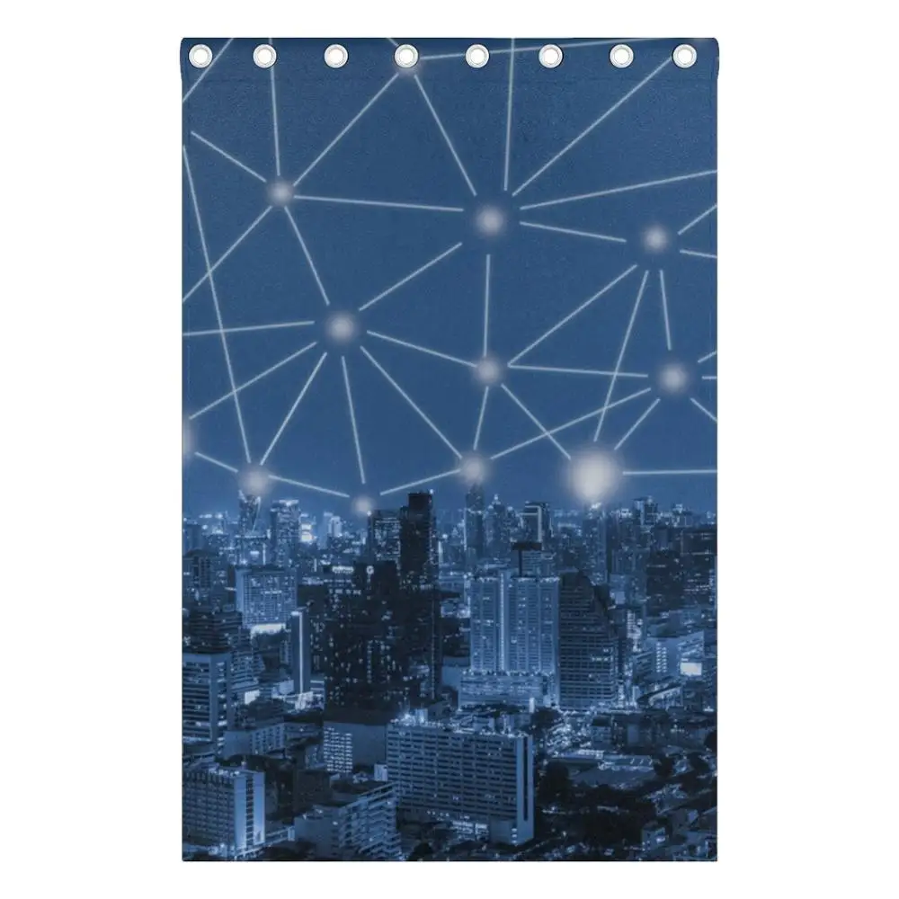 Занавески с 3d-рисунком синего цвета для окон раздвижных стеклянных дверей 55x84