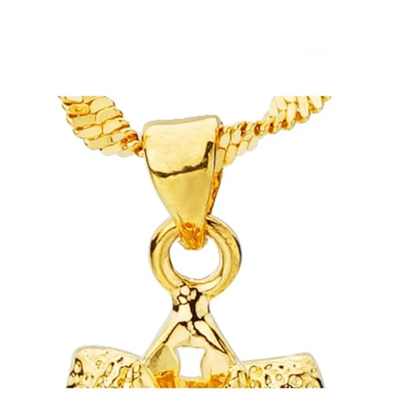 OMHXFC Wholesale European Fashion Woman Girl Party Birthday Wedding Gift Vintage Rose Flower 18KT Real Gold Charm Pendant PN42 |