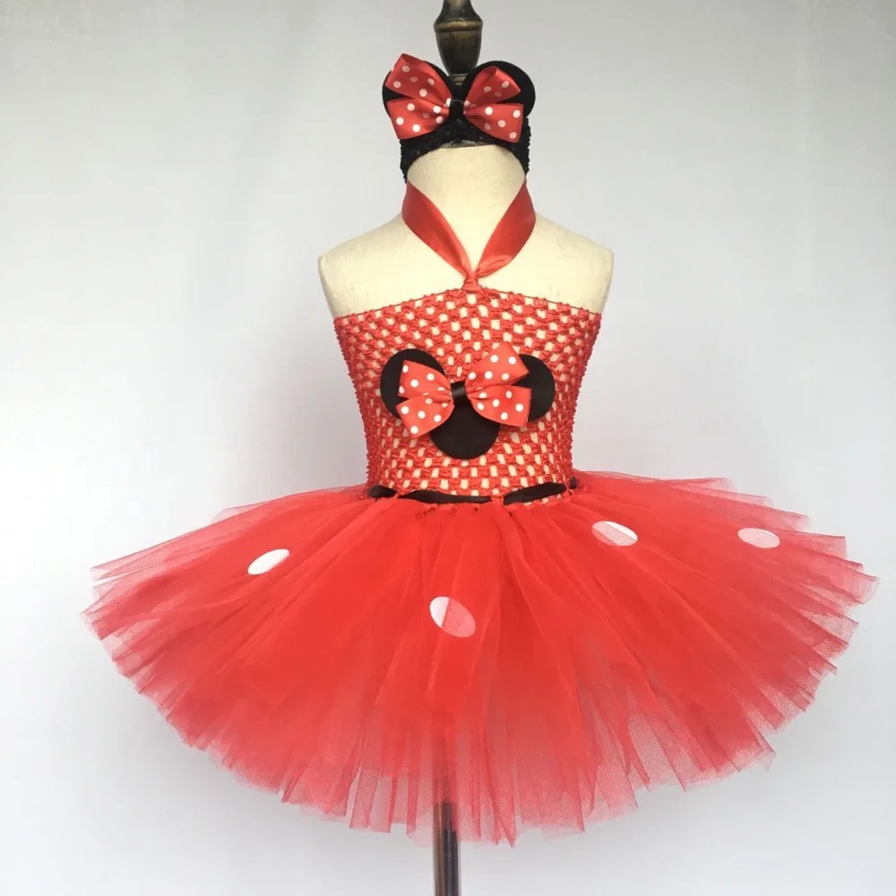 Милое красное платье-пачка для девочек с героями мультфильмов детское