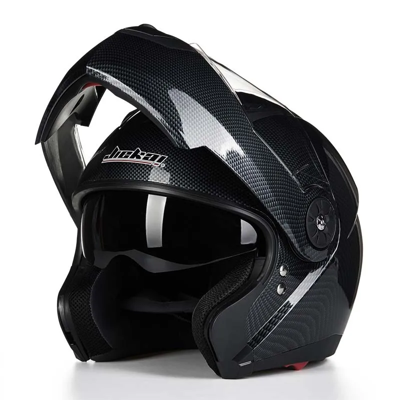 Мотоцикл JIEKAI шлемы с двойным козырьком из углеродного волокна Moto Casco модульный откидной шлем DOT одобренный 115 гоночные мотокроссные шлемы - Цвет: 1