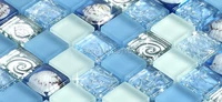 brand new the blue fish shell binglie glass mosaic background wall tiles mosaic crystal bar mediterranean electroplating