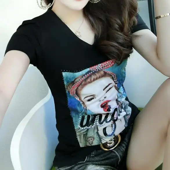 2018 Новая модная летняя футболка с круглым вырезом Футболка принтом хлопок