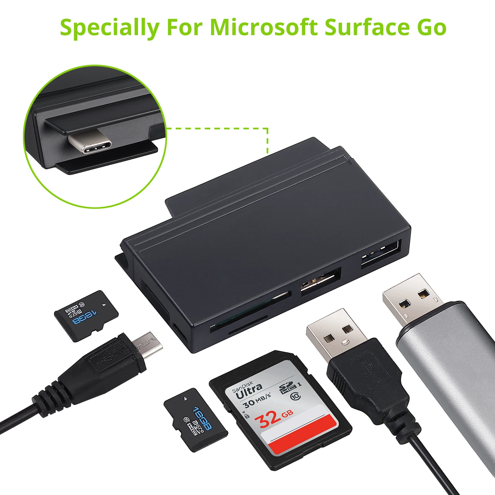 LiNKFOR высокоскоростной USB C концентратор адаптер 3 слотный кардридер 0