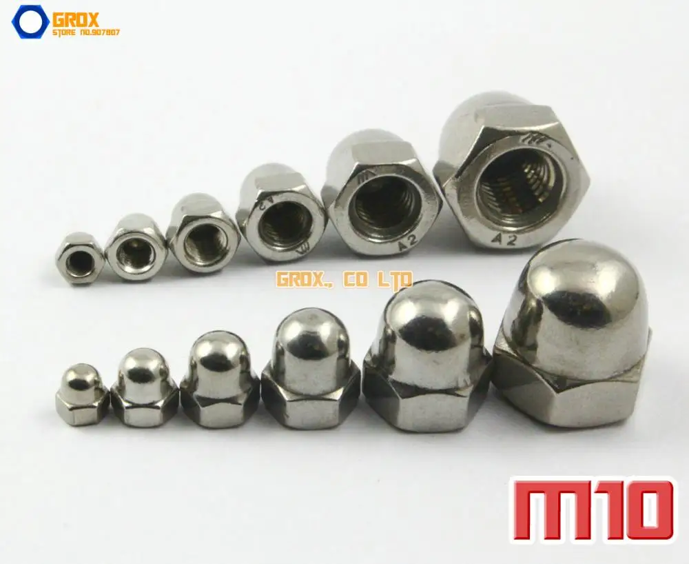 

10 шт. M10 304 колпачок из нержавеющей стали, шестигранная гайка, DIN1587