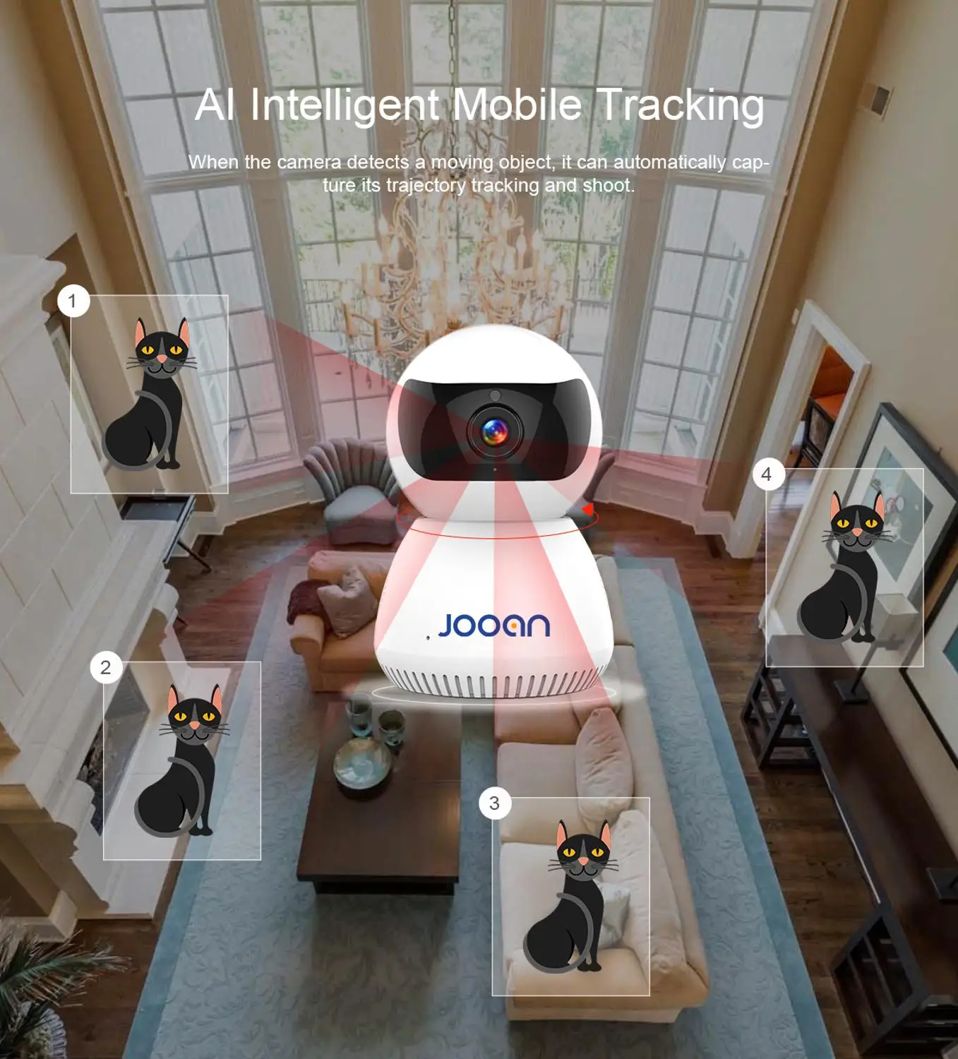 JOOAN IP камера беспроводная AI Tuya умная IP камера автоматическое отслеживание с полным дуплексным двухсторонним интерком для видеонаблюдения