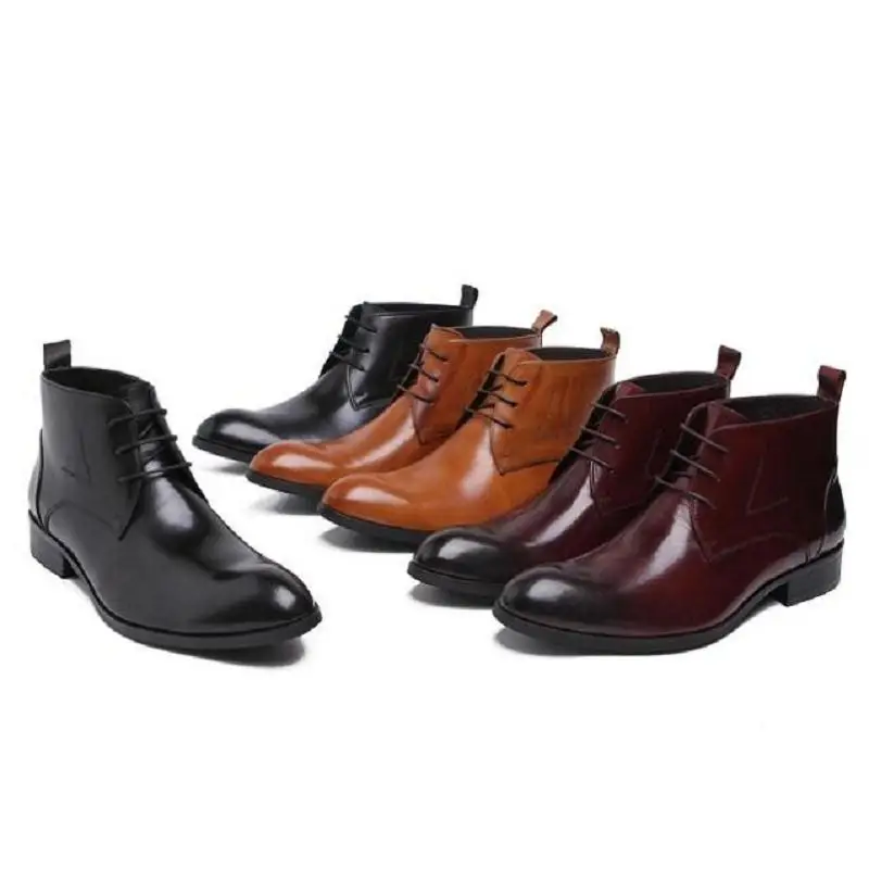 Мужские ботинки в байкерском стиле MYCOLEN черные из натуральной кожи на шнуровке