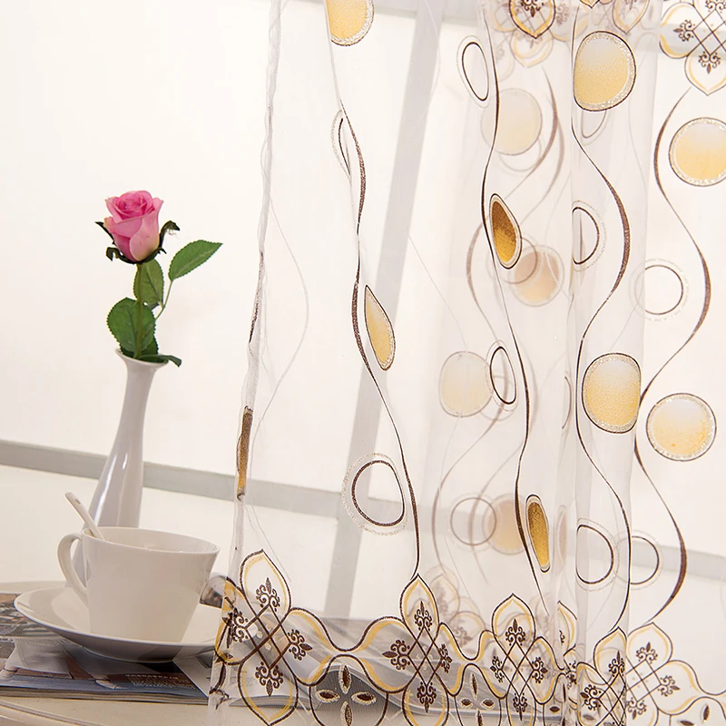 Лидер продаж цветочные тюлевые шторы с орнаментом для детей спальни кухни