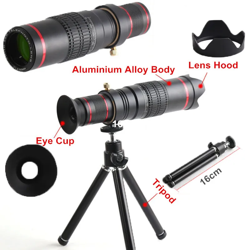 hd 4k 22x telephoto phone lens mobile telescope camera lenses for iphone smartphone zoom para celular cellphone lentes kit free global shipping