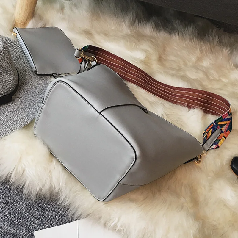 Мода Ведро Женщины Плече Сумки Красочные Ремень Композитный Сумка Креста Тела