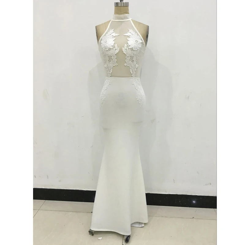 Женское длинное кружевное платье до пола элегантное дизайнерское Деловое