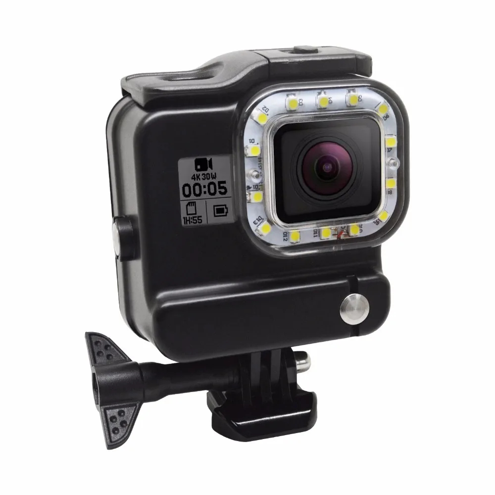 2 в 1 водонепроницаемый чехол + светодиодный фонарик для Gopro Hero 6 5 Подводные детали