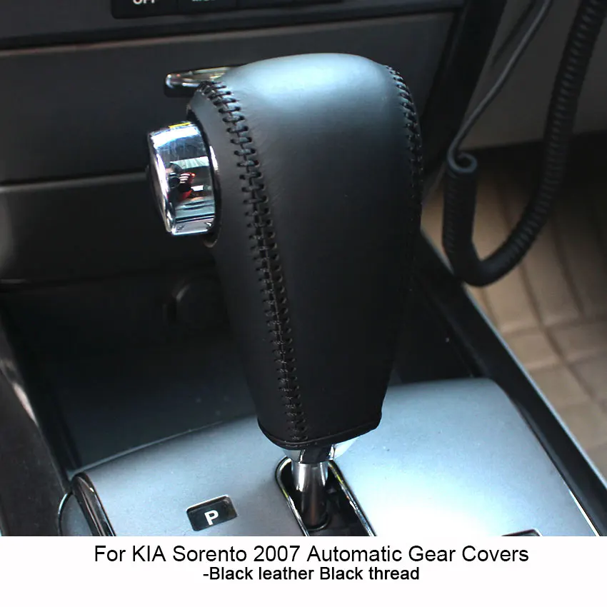 Black line Чехол PONSNY для автомобиля KIA Sorento 2007, автоматическая крышка переключения передач для автомобиля, Стильный чехол из натуральной кожи для переключения передач - Название цвета: Black line
