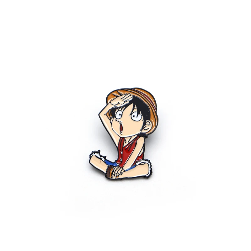 Мультяшная аниме броши Luffy эмалированная булавка для мальчиков лацкана