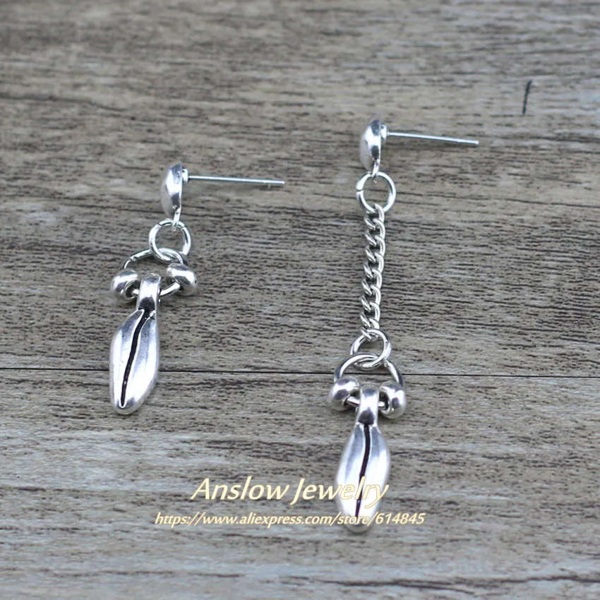 

Anslow 2019 New Design Coffee Beans Antique Silver Plated Drop Earrings For Women Asymmetric Design Mother Day Gift LOW0129AE