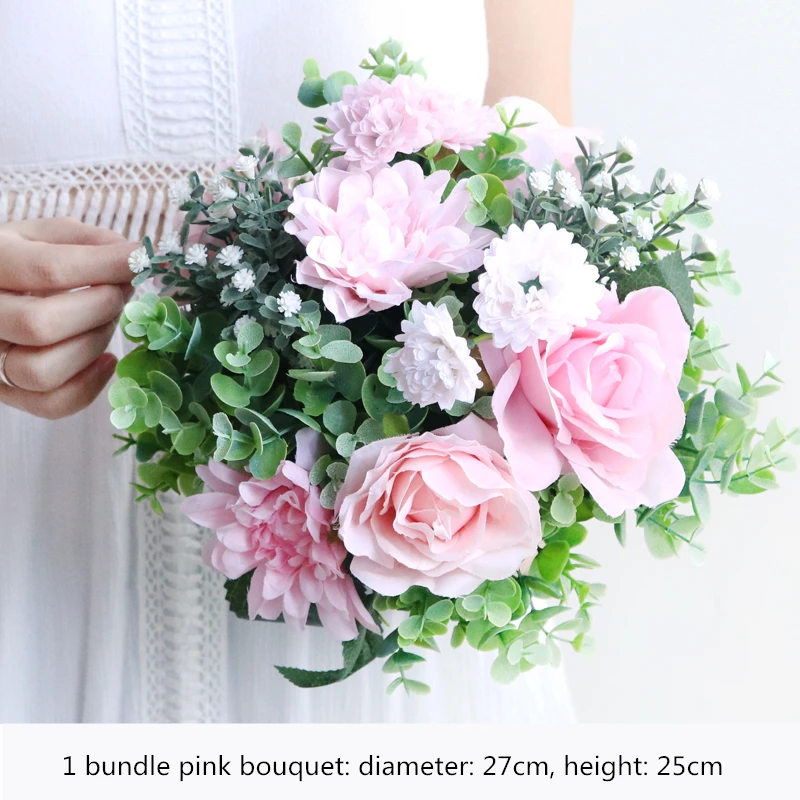 E 1pc bouquet Искусственный букет из роз(цветок+ ваза), романтический Звездный стол для гостиной, украшение дома, набор пластиковых цветов - Цвет: E 1pc bouquet