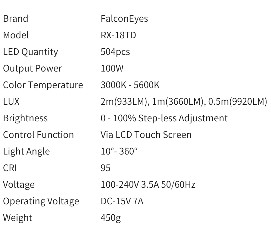 Falcon Eyes 2 шт RX-18TD 100 Вт Светодиодный светильник с регулируемой яркостью для видео 504 шт Гибкая лампа с рассеивателем+ сумка для переноски